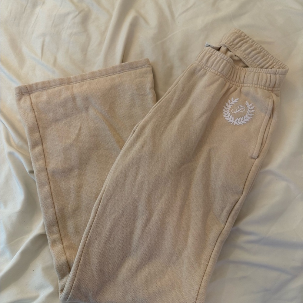 PINK Victoria's Secret Cream Track Pants with White Logo
